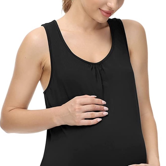 Maternity Tank Tops Sleeveless Loose Fit Racerback Workout Shirt Black Size M - Picture 3 of 7